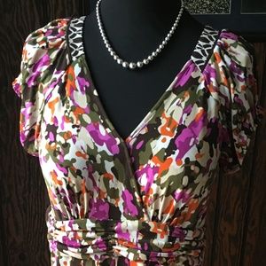 ECI Crossover V-Neck Fit & Flare Dress, Size L